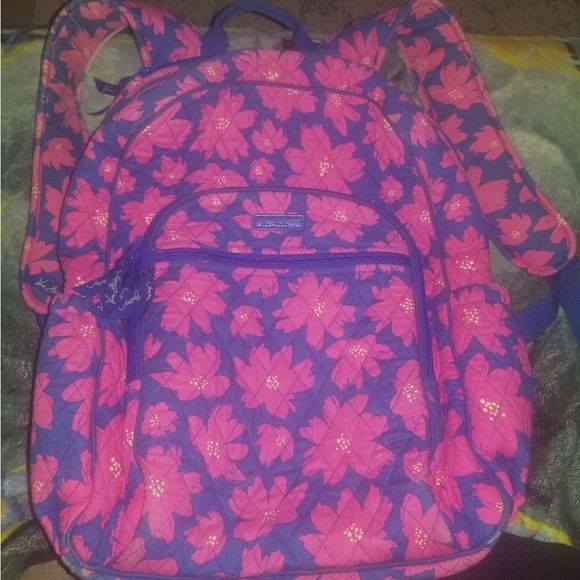 Vera Bradley💜Tropical Flower Design Pink and Purple Backpack - Picture 8 of 10